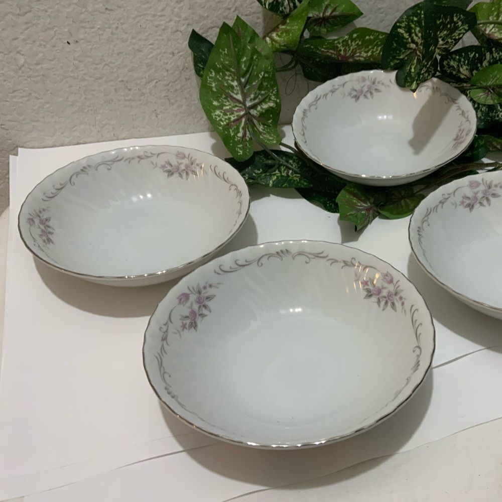 Set 4 GENUINE PORCELAIN CHINA GOLD STANDARD PINK ROSE MADE IN JAPAN FRUIT BOWL